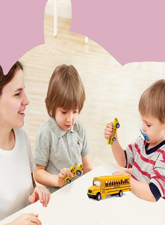 FANELEQU 3 Pack Pull Back School Bus Playset, Die-cast Metal Toy Vehicles with Bright Yellow for Boys Girls Kids Toddlers - Image 5
